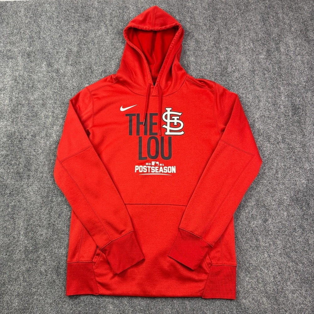Mens Nike Dri-FIT Hoodie Medium St Louis Cardinals 2021 Postseason The Lou Red‎